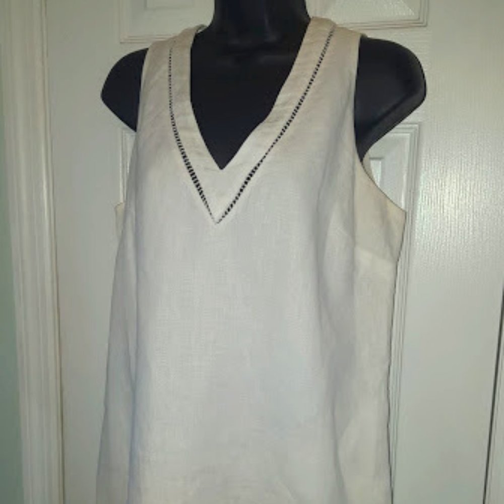 CLASSIC! GAP Vintage White Linen Dress w/POCKETS!  XS